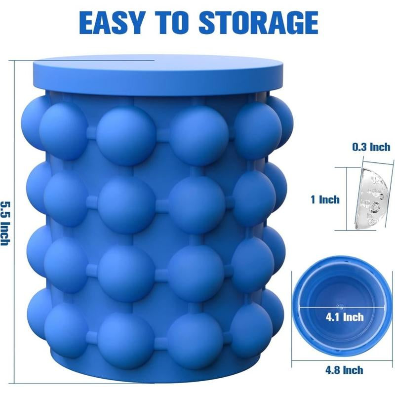 The Mini Ice Cube Silicone Bucket Ice Mold and Storage Bin Large Flexible round Ice Cube Maker Portable for Frozen Whiskey Indoor Kitchen Utensils