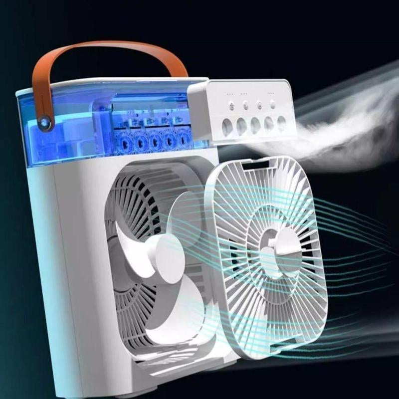 Portable Mist Fan with 7 Color LED Light, 600Ml Tank Fan with 1/2/3 Hour Timer, Evaporative Cooling Fan, 3 Speeds & 3 Mist Modes Fan, Misting Cooling Fan for Home, Car, Office, Adjustable Room Fan