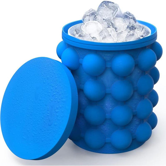 The Mini Ice Cube Silicone Bucket Ice Mold and Storage Bin Large Flexible round Ice Cube Maker Portable for Frozen Whiskey Indoor Kitchen Utensils