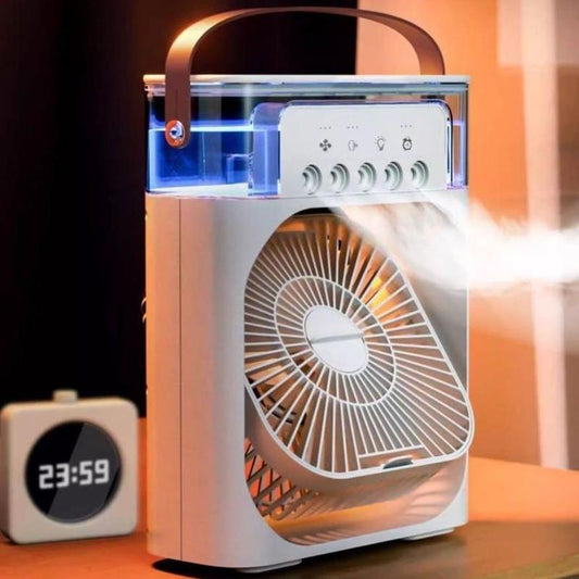 Portable Mist Fan with 7 Color LED Light, 600Ml Tank Fan with 1/2/3 Hour Timer, Evaporative Cooling Fan, 3 Speeds & 3 Mist Modes Fan, Misting Cooling Fan for Home, Car, Office, Adjustable Room Fan